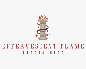 Ribbon Column Flame logo design