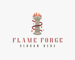 Ribbon Column Flame logo design