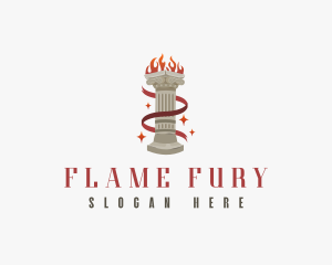 Ribbon Column Flame logo design