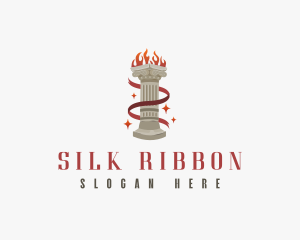 Ribbon Column Flame logo design