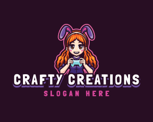 Gamer Woman Bunny Cosplay logo design