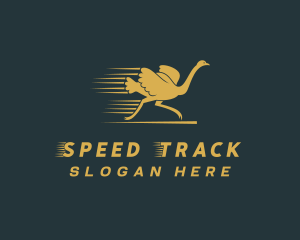 Running Ostrich Bird Logo