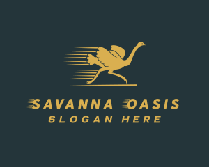 Running Ostrich Bird logo