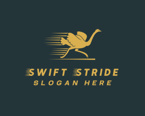 Running Ostrich Bird logo