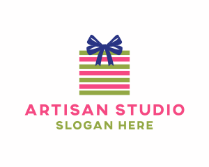 Ribbon Stripes Gift logo design