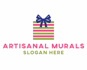 Ribbon Stripes Gift logo design