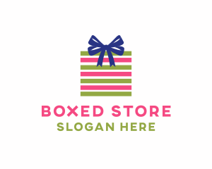 Ribbon Stripes Gift logo design