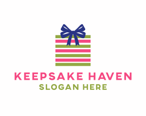 Ribbon Stripes Gift logo design