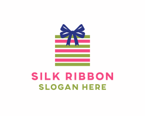 Ribbon Stripes Gift logo design