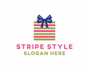 Ribbon Stripes Gift logo design