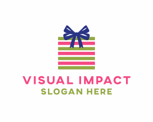 Ribbon Stripes Gift logo design