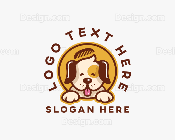 Puppy Comb Grooming Logo