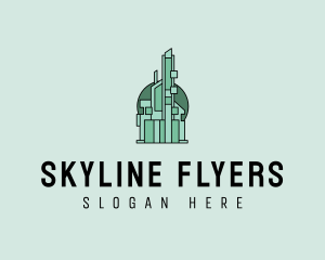 Geometric Skyscraper Building logo design