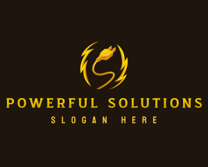 Electric Lightning plug logo design