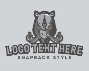 Gray Angry Rhino Animal Gaming logo design