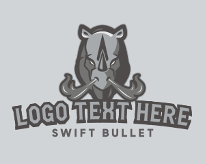 Gray Angry Rhino Animal Gaming logo design