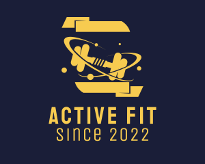 Outer Space Fitness Dumbbell  logo design