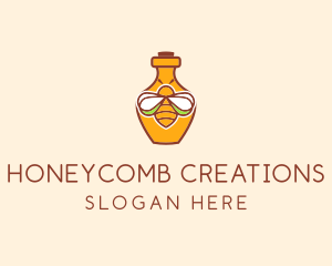 Organic Honey Bee Bottle  logo design