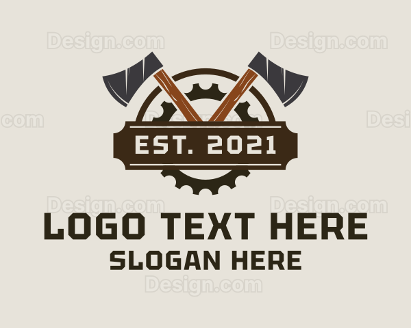 Industrial Wood Axe Badge Logo