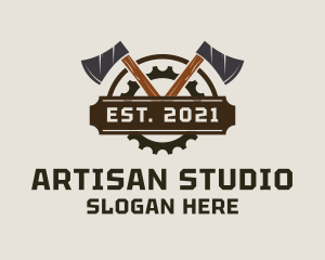 Industrial Wood Axe Badge  logo design