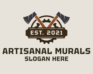 Industrial Wood Axe Badge  logo design