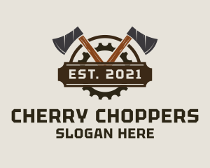 Industrial Wood Axe Badge  logo design