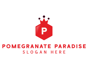 Hexagonal Crown Pomegranate logo design