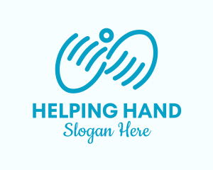 Blue Hand Support logo design