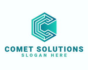 Hexagon Company Letter C logo design