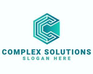 Hexagon Company Letter C logo design