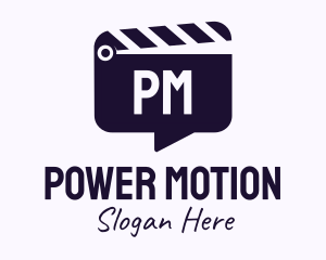 Movie Clapboard Chat Lettermark logo