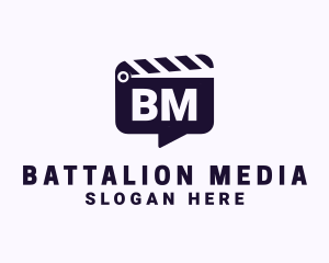 Movie Clapboard Chat Lettermark logo design