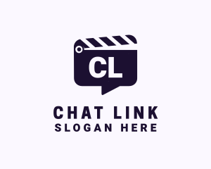 Movie Clapboard Chat Lettermark logo design