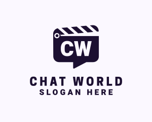 Movie Clapboard Chat Lettermark logo design