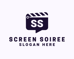 Movie Clapboard Chat Lettermark logo design