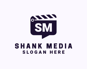 Movie Clapboard Chat Lettermark logo design