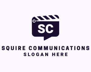 Movie Clapboard Chat Lettermark logo design