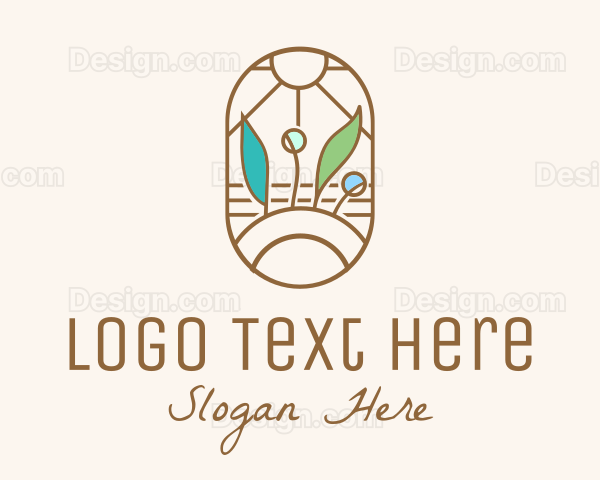 Organic Farm Stained Glass Logo