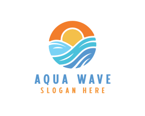 Sunset Water Wave logo design