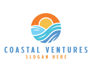 Sunset Water Wave logo design