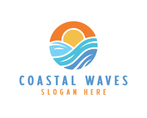 Sunset Water Wave logo design