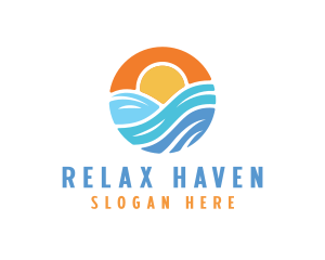 Sunset Water Wave logo design