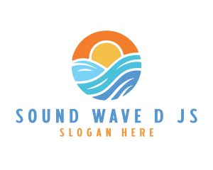 Sunset Water Wave logo design