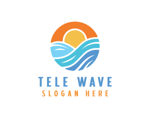 Sunset Water Wave logo design