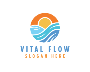 Sunset Water Wave logo design