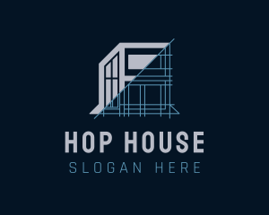 Modern House Blueprint logo design