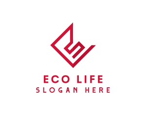 Geometric Red Letter E logo design