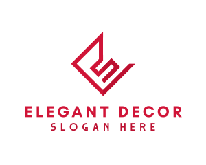 Geometric Red Letter E logo design