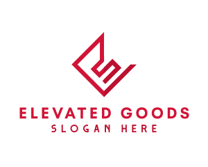 Geometric Red Letter E logo design