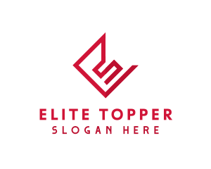 Geometric Red Letter E logo design